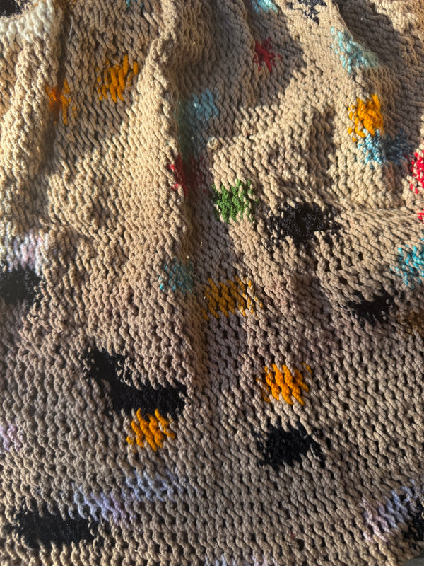 Bilum Wool Weave - Beige and colourful dots Large